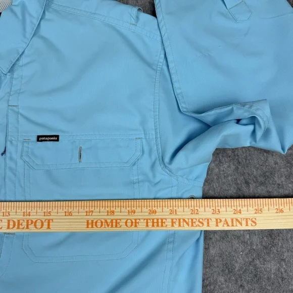 Patagonia Sol Patrol Fishing Shirt Mens Medium Turquoise Long Sleeve Ripstop - Picture 9 of 15